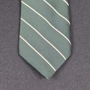DESIGNER COLLECTION Men's Tie Dark Green Cream Striped Woven